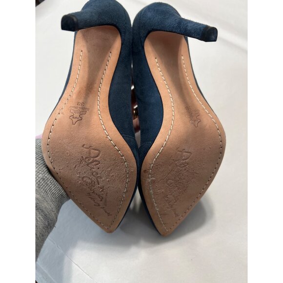 Alice & Olivia Navy Blue Suede Pointed-Toe Stiletto Heels - Picture 5 of 11